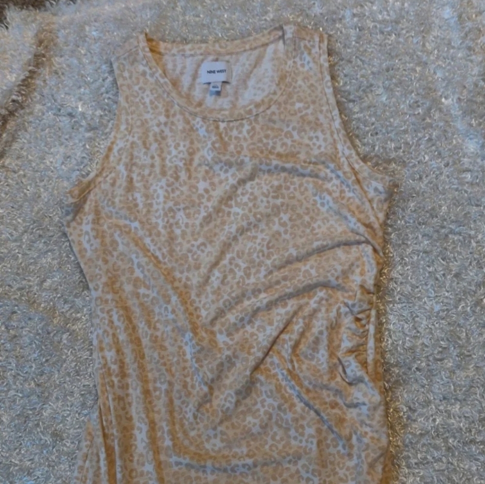 Women's Nine West Cheetah Print Animal Print Sleeveless Dress W Shirring Stretch